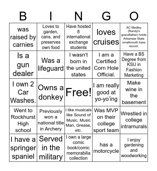 E30/E40 Bingo Card