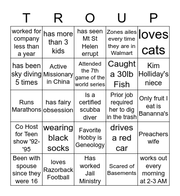 Holiday Game  Bingo Card