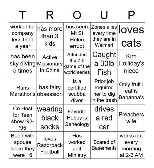 Holiday Game  Bingo Card