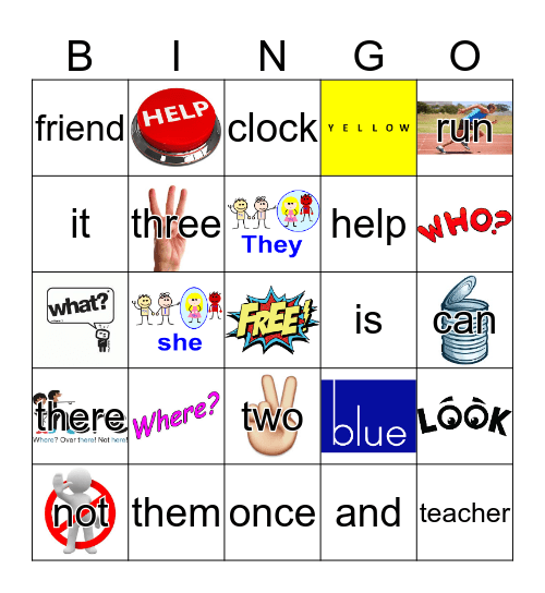 Sight Words Bingo Card