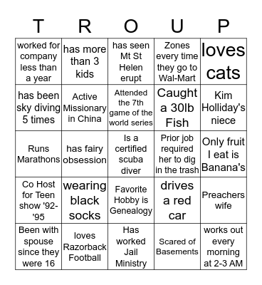 Holiday Game  Bingo Card