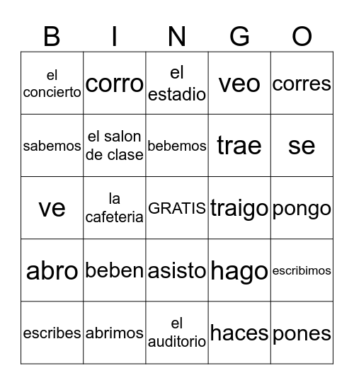 4.2 Practice Bingo Card