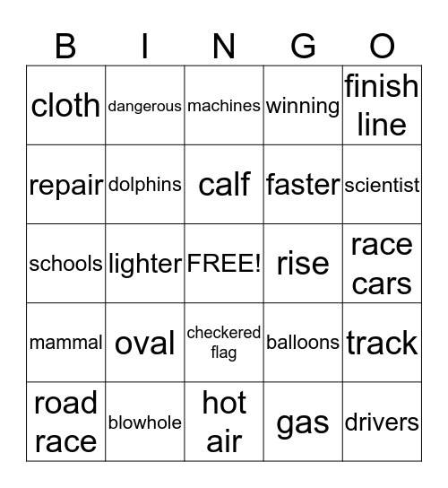3rd Grade LR Bingo Card