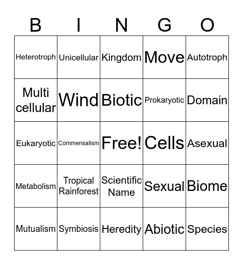 Biodiversity Bingo Card