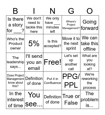 Sprint Bingo Card