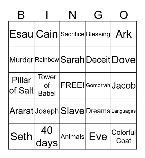 Bible Bingo Card