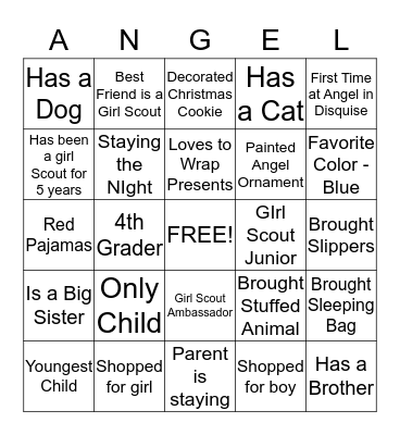 Angels in Disquise  Bingo Card