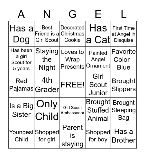 Angels in Disquise  Bingo Card