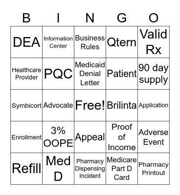 AZ & ME Prescriptions Savings Bingo Card