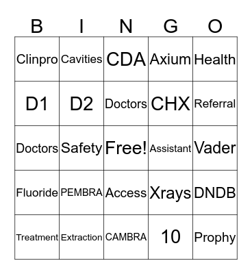 WDG CDA BINGO Card