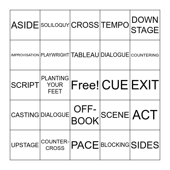 Theater Bingo Card