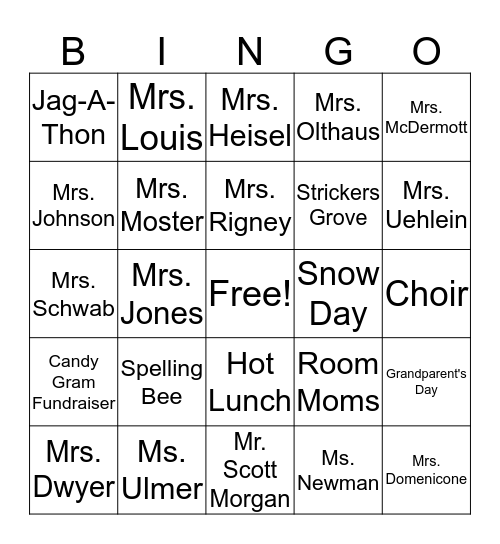 St. A Bingo Card