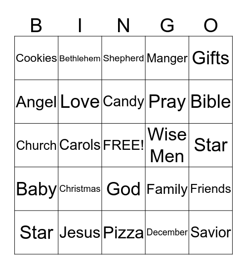 2nd Grade Lifegroup Christmas Party Bingo Card