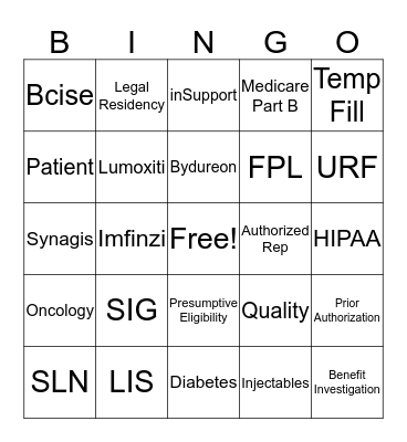 AZ & ME Prescriptions Savings Bingo Card