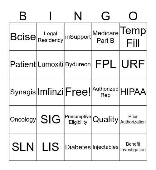 AZ & ME Prescriptions Savings Bingo Card