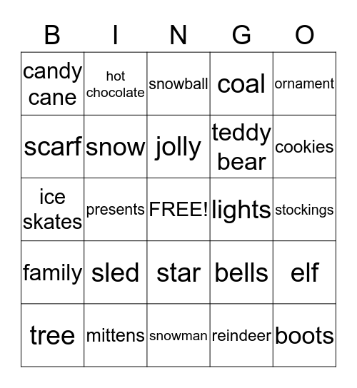 Holiday Bingo Card
