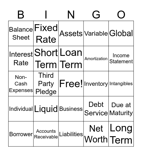 Business Banking Bingo Card