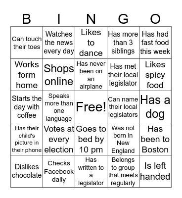 Get Acquainted Bingo Card