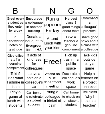 Leaders Sunshine Bingo Card
