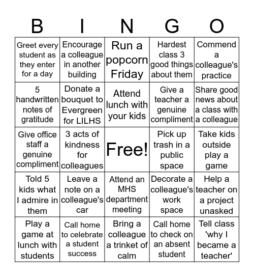 Leaders Sunshine Bingo Card