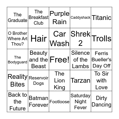 At the Movies Bingo Card
