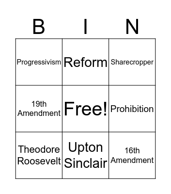 The Progressive Era Bingo Card