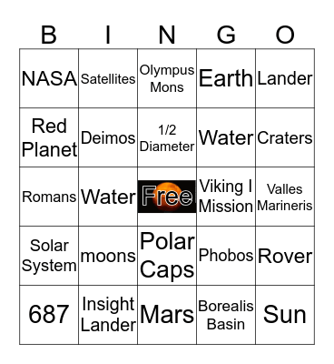 Mars Bingo Card