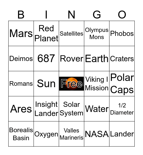 Mars Bingo Card