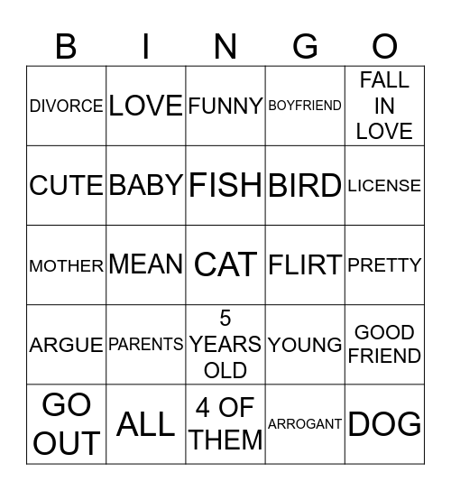 Master ASL Unit 4 Bingo Card