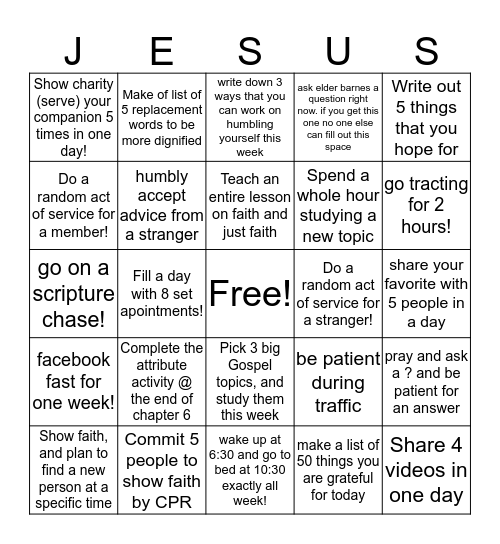 CHRISTLIKE BINGO Card