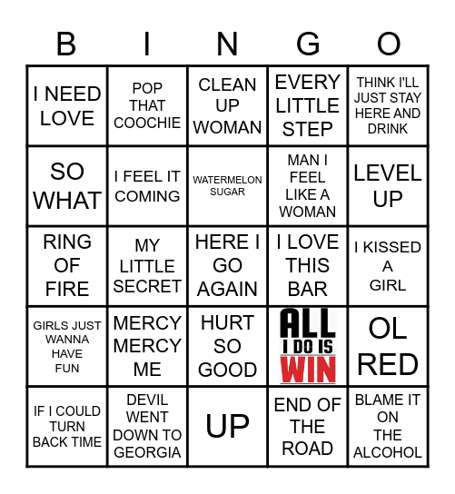 MXB900     KAMIKAZI KARAOKE Bingo Card