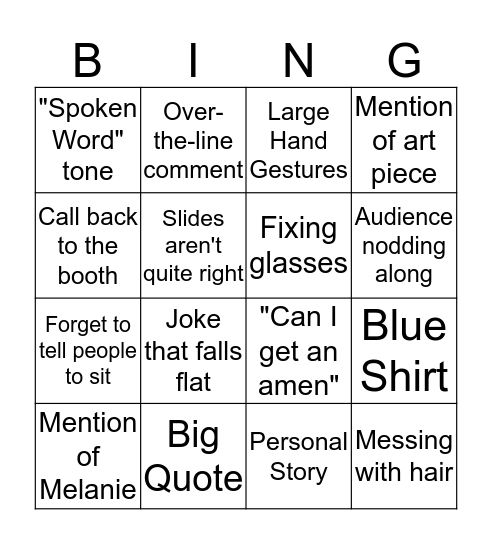 Vespers Bingo Card