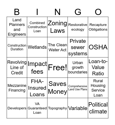 Chp 3&4 Bingo Card