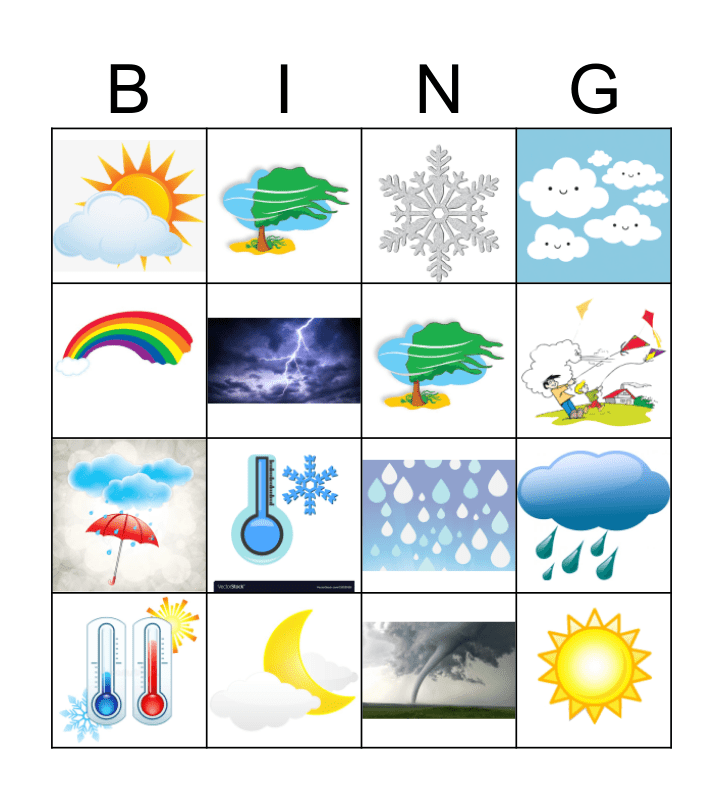 Weather Bingo Card