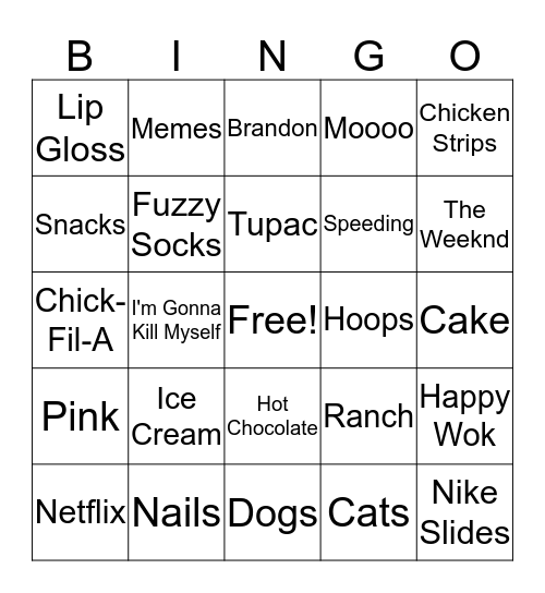 Javiana Bingo Card