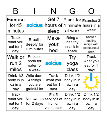SolCARE Bingo Card