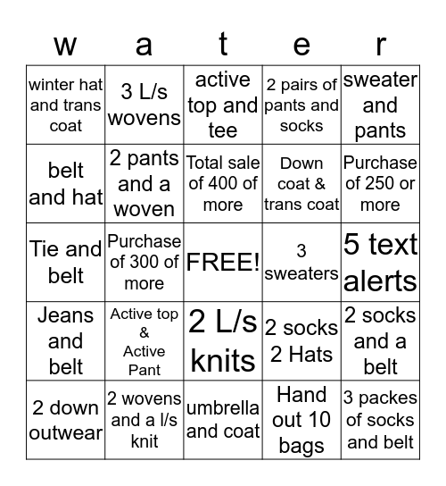 Nautica Bingo Card