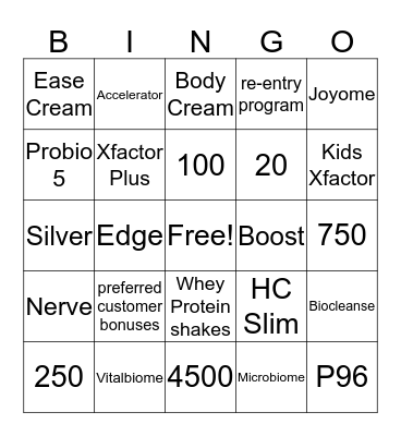 PLEXUS  Bingo Card