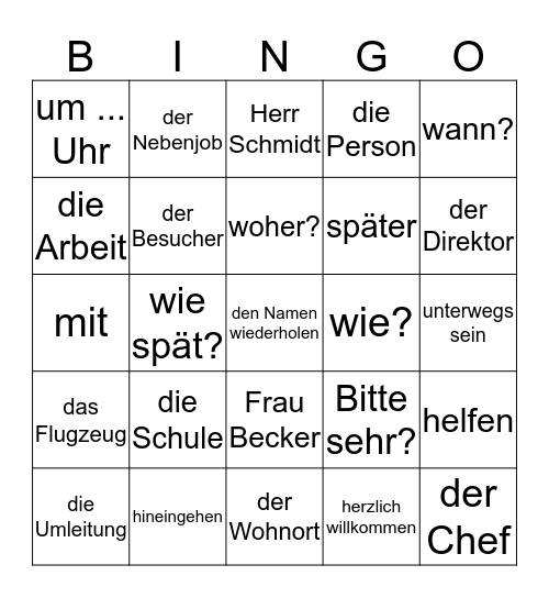 BiT A2 - Kapitel 2 Bingo Card