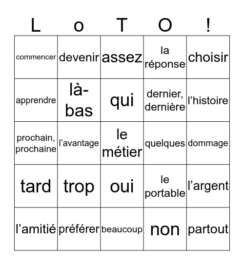 3ma chapitre 4  Bingo Card