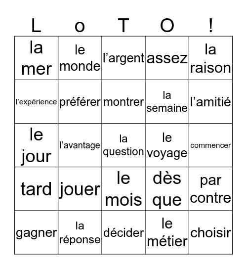 3ma chapitre 4  Bingo Card