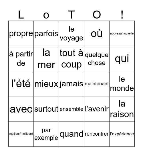3ma chapitre 4  Bingo Card