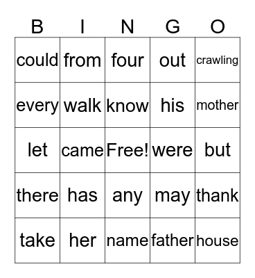 Ben's Bingo Card