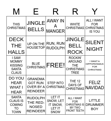 CHRISTMAS SONGS Bingo Card