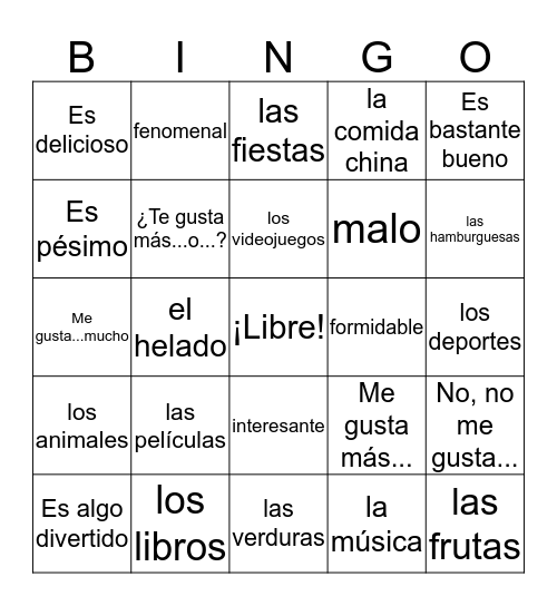 I can express my opinion and ask the opinion of others Bingo Card