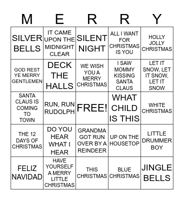 CHRISTMAS SONGS Bingo Card