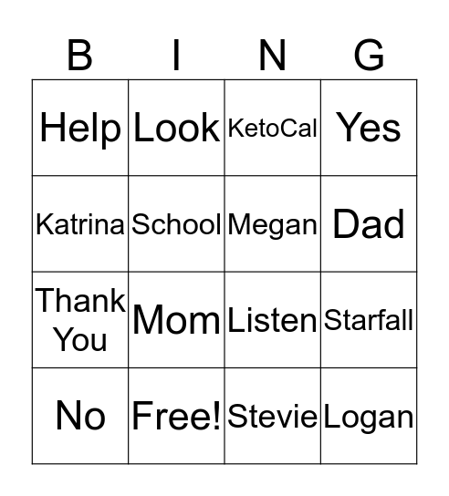 Steve Bingo Card