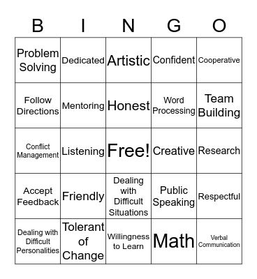 SKILLS BINGO Card