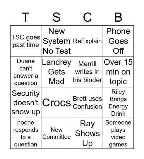 TSC Bingo Card