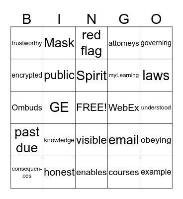 Compliance - Getting It Right! Bingo Card